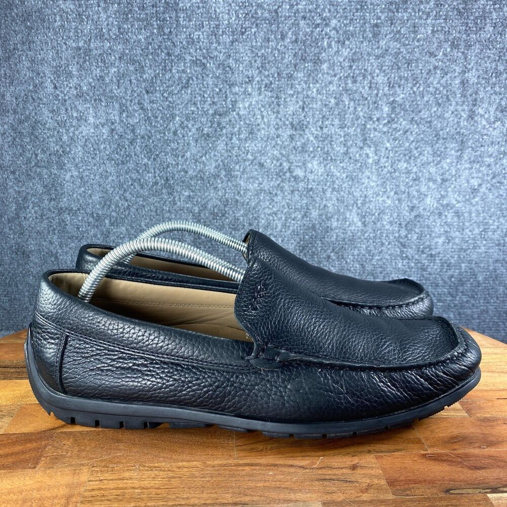 Ecco Loafers Mens 10 Black Shoes Classic Moc Leather Slip On Driving EU 44